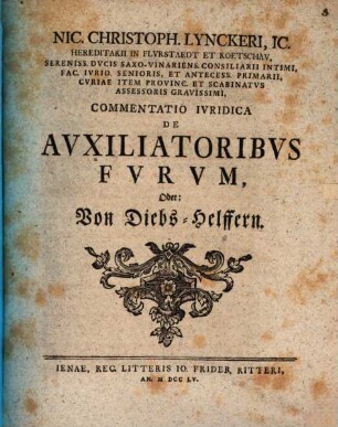 Commentatio iur. de auxiliatoribus furum