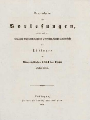 Vorlesungsverzeichnis 1854/55