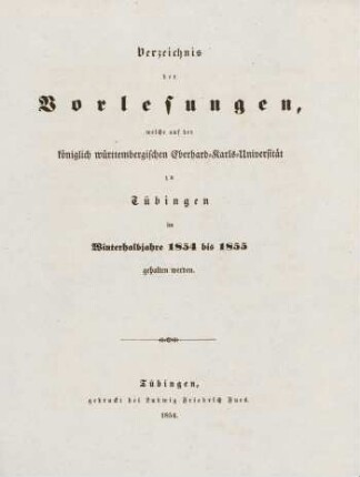 Vorlesungsverzeichnis 1854/55
