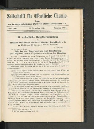 Heft XXII. 30. November 1912. Jahrgang XVIII.