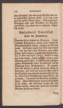 Achtzehntes Hauptstück. Ueber die Zweifelsucht