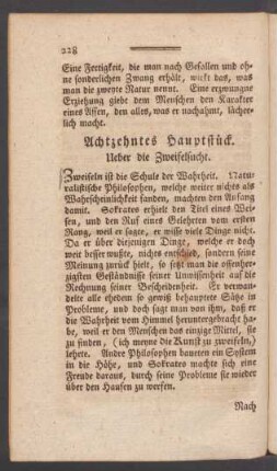 Achtzehntes Hauptstück. Ueber die Zweifelsucht