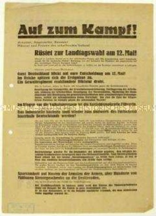Aufruf der SPD zur sächsischen Landtagswahl 1929