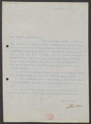 Brief an Carl Weinberger : 01.09.1910