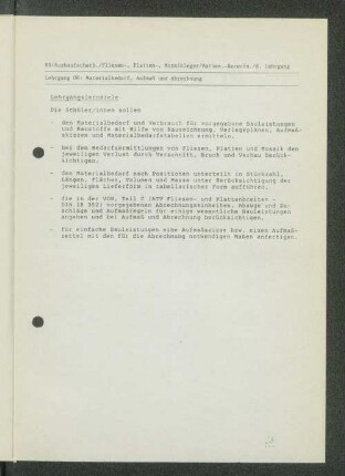 Lehrgang 08: Materialbedarf, Aufmaß und Abrechnung