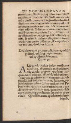 De dolore auris propter caliditatem ... Caput 31.