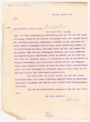 Brief an Karl Klindworth : 26.01.1916