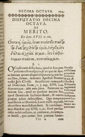 Disputatio Decima Octava. De Merito.