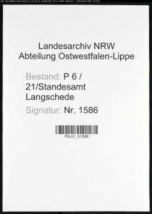 Sterberegister Standesamt Langschede