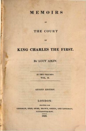 Memoirs of the court of King Charles the First : in two volumes, 2