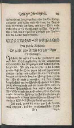 Der sechste Abschnit. Es giebt zwo Arten der zärtlichen Empfindungen