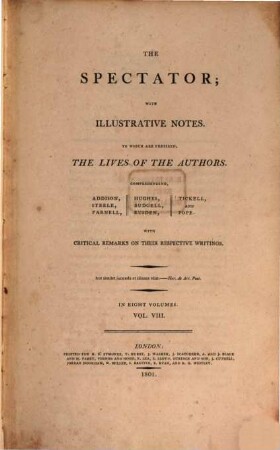 The spectator. 8 = Nr. 556 - 635 = 18.6.1714 - 20.12.1714 (1801)
