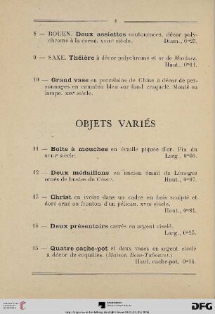 Objets variés (Nr. 11-25)