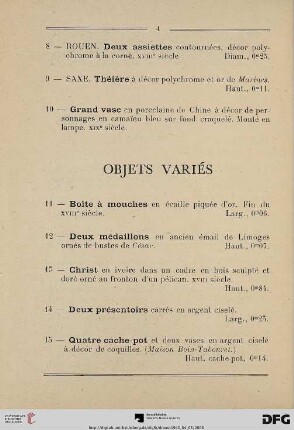 Objets variés (Nr. 11-25)
