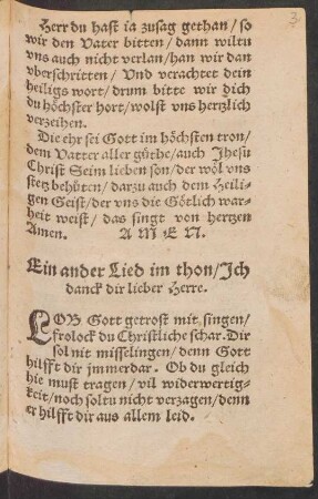 Ein ander Lied im thon/ Jch || danck dir lieber Herre. ||