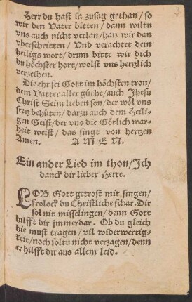Ein ander Lied im thon/ Jch || danck dir lieber Herre. ||