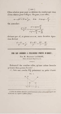 Sur les courbes a plusieurs points d'Arrèt.