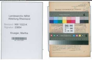 Entnazifizierung Martha Krueger , geb. 16.01.1900 (Krankenschwester)