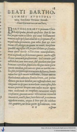 Beati Bartholomaei Apostoli vita.