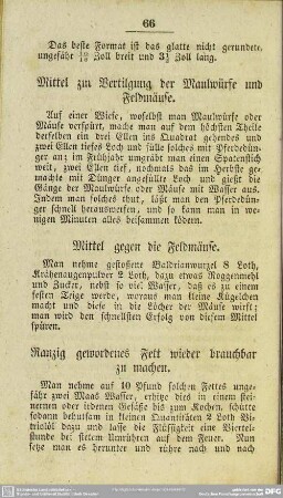 Mittel zur Vertilgung der Maulwürfe und Feldmäuse