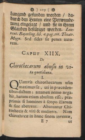 Caput XIIX. De Chirothecarum abusu in vita quotidiana.