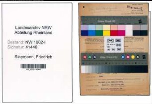 Entnazifizierung Friedrich Siepmann, geb. 28.04.1906 (Kaufmann)