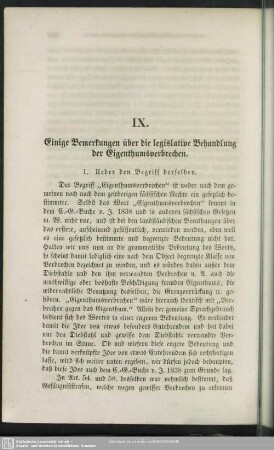 IX. Einige Bemerkungen über die legislative Behandlung der Eigenthumsverbrechen