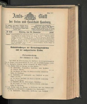 No. 289, 26. November 1916