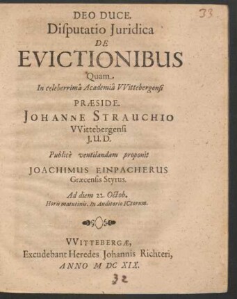 Disputatio Iuridica De Evictionibus