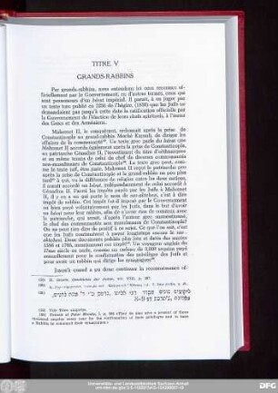 Titre V Grands-Rabbins