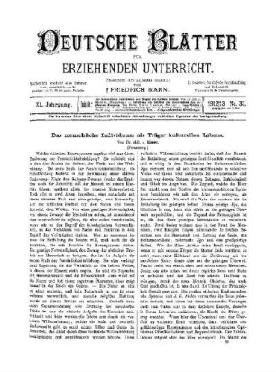 Das menschliche Individuum als Träger kulturellen Lebens : (Fortsetzung)