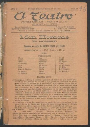 1922007700: Mi hombre : drama en tres actos