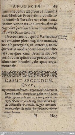 CAPUT SECUNDUM. QUOD, Argumentis confirmat, Purgantia & Alterntia Remedia dicta, ...