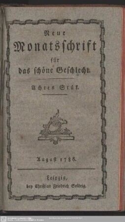 Achtes Stük. August 1786