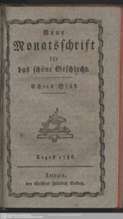 Achtes Stük. August 1786