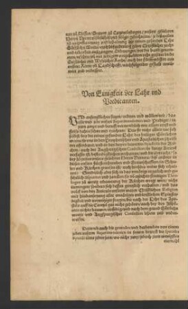 Von Einigkeit der Lahr und Predicanten.