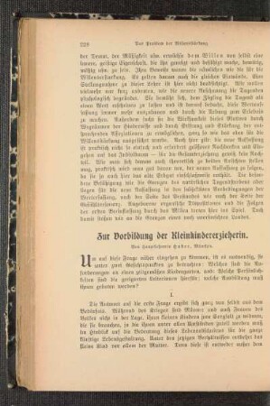 Zur Vorbildung der Kleinkindererzieherin