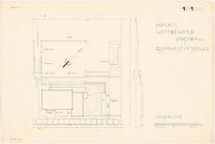 Gymnastikschule am See Monatskonkurrenz Dezember 1932: Lageplan; Maßstabsleiste