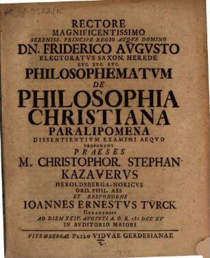 Philosophematum de philosophia christiana paralipomena