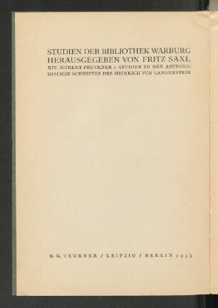 Studien zu den astrologischen Schriften des Heinrich von Langenstein