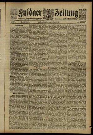 Erste Ausgabe vom Samstag, den 01. Juni 1912.