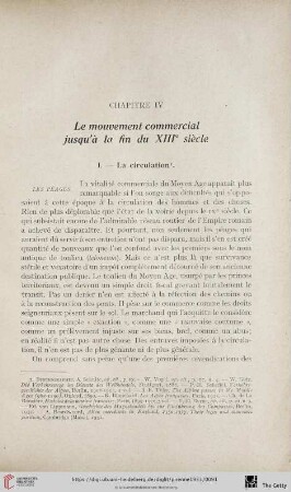 Chapitre IV: Le mouvement commercial jusqu'à la fin du XIIIe siècle
