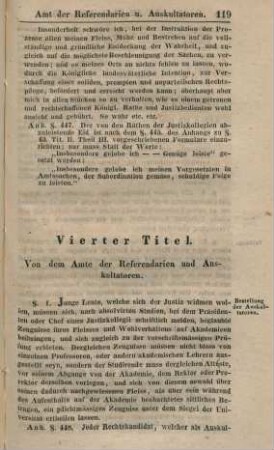 Vierter Titel. Von dem Amte der Referendarien und Auskultatoren