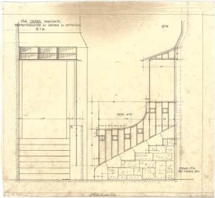 Billing, Hermann; Karlsruhe, Maximilianstr. 10 / Weberstr. 7; Doppelhaus Lang - Stober - Haushälfte Stober, Haupteingang Treppengeländer mit Glasdach (Ansicht; Detail)