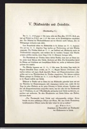 V. Rückmärsche und Heimkehr