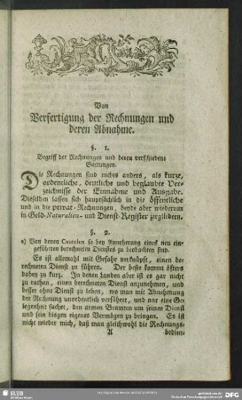 Von Verfertigung der Rechnungen und deren Abnahme