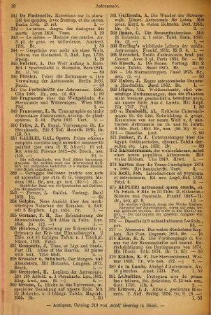 Antiquarischer Catalog von Adolf Geering in Basel. 219. [ca. 1891]