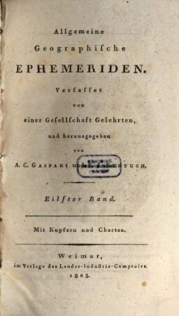 Allgemeine geographische Ephemeriden, 11. 1803