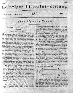 1815-08-05 : 189. Stück [Intelligenz-Blatt]