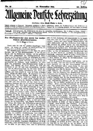 Der Werkunterricht eine Form des methodischen Partikularismus (Schluß)